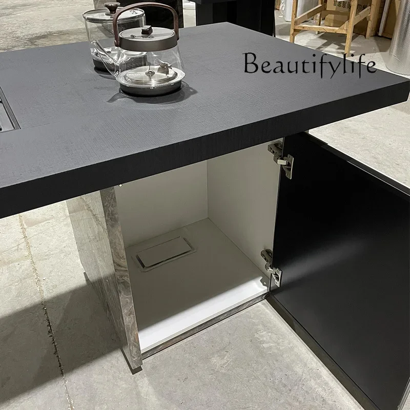 X36 Italian Minimalist Design Solid Wood Tea Table Modern Minimalist High-end Marble Tea Table