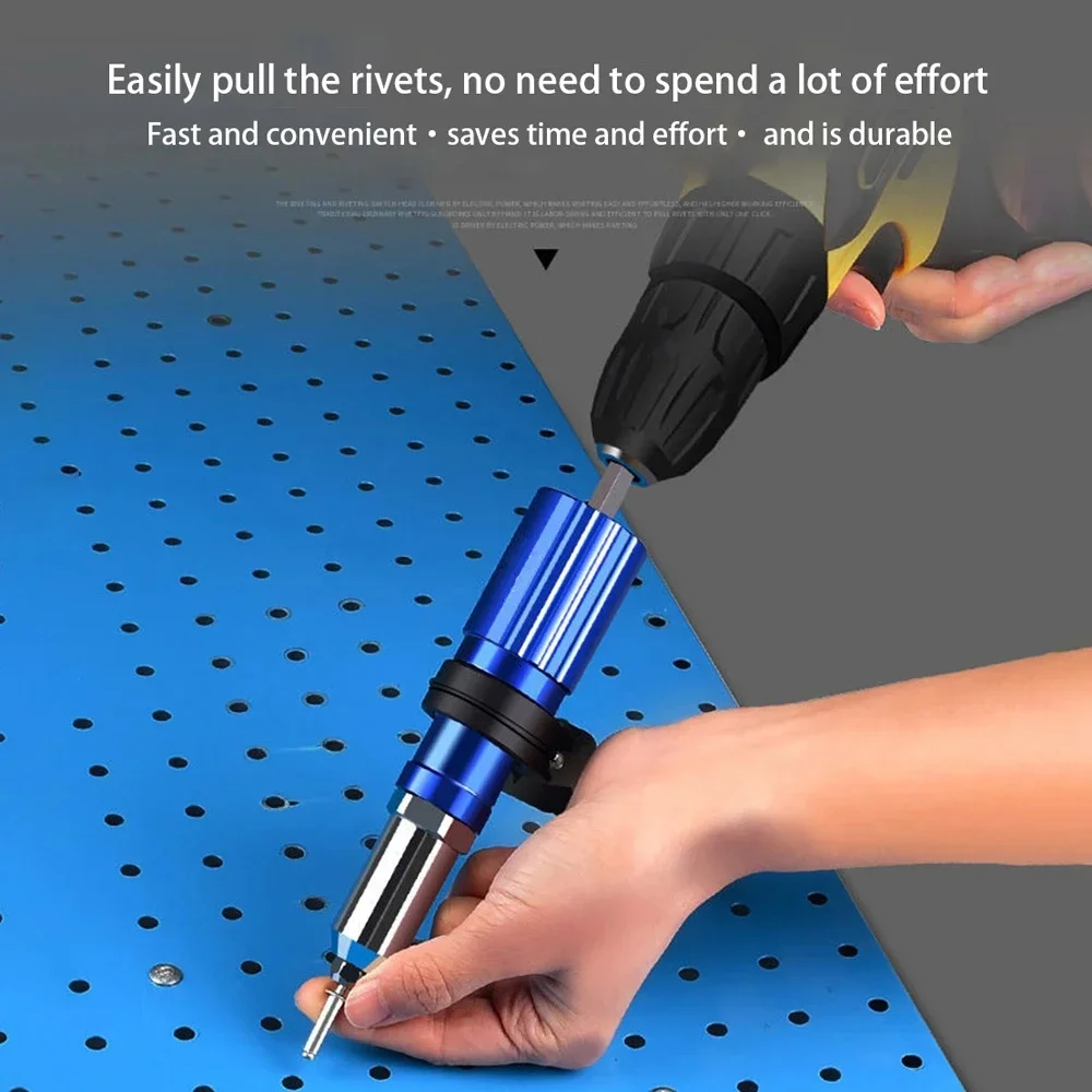 Electric Rivet Gun 2.4mm-4.8mm Rivet Nut Gun Drill Adapter Cordless Riveting Tool Insert Nut Quickly