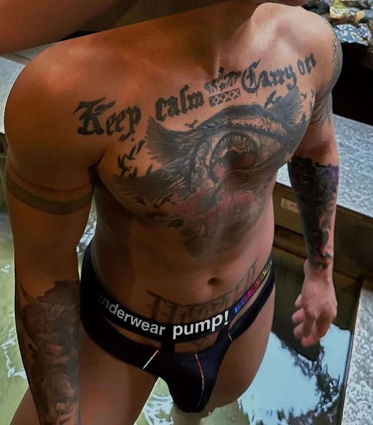 1 PCS Calzoncillos con Tirantes y Bolsa Convexa Transpirable de Modal para Hombre, Cintura Elástica con Estampado de Letras en Contraste, Ropa Interior Diaria de Verano