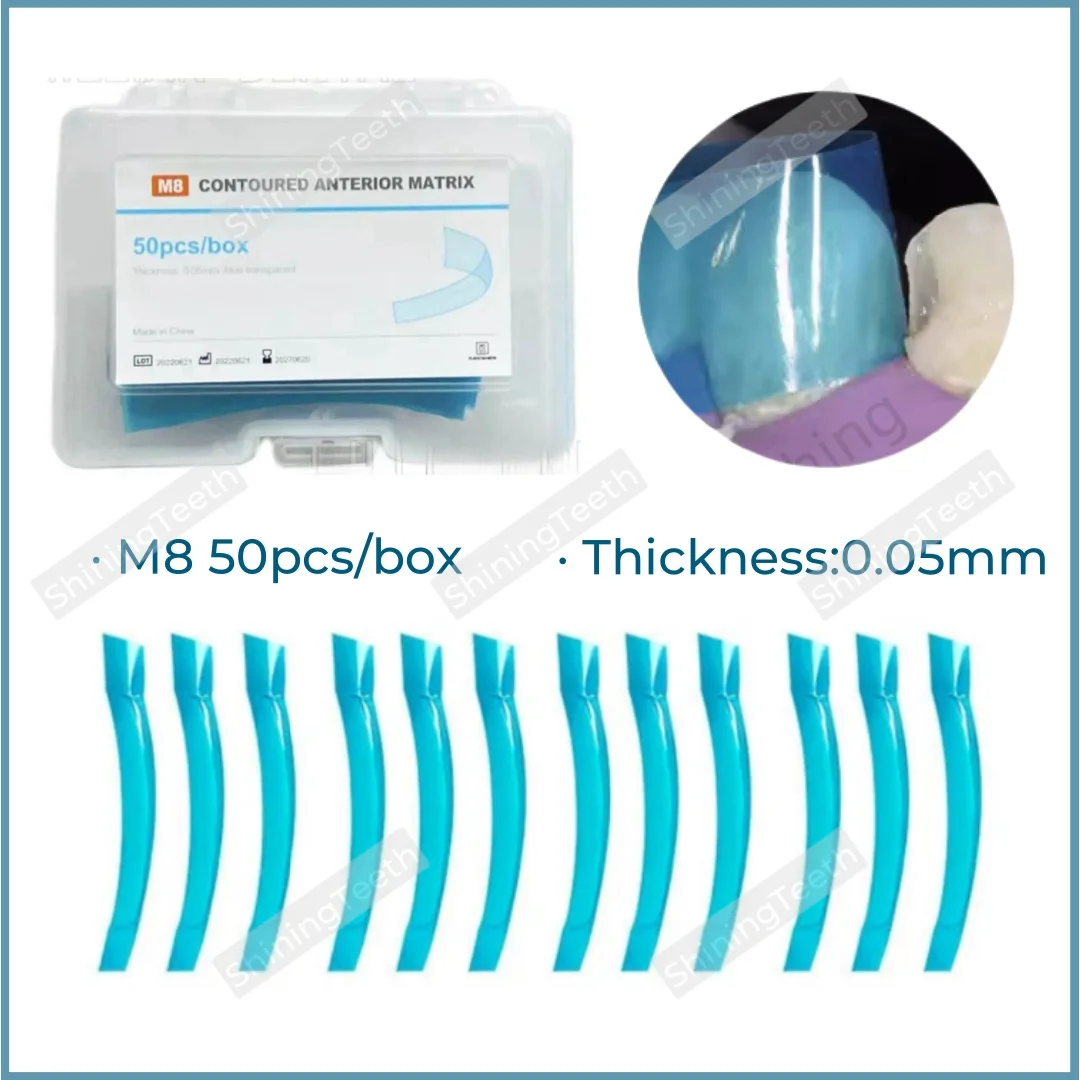 

Dental Contoured Anterior Resin Restoration Matrix Bands Blue Transparent Strip Similar with VariStrip