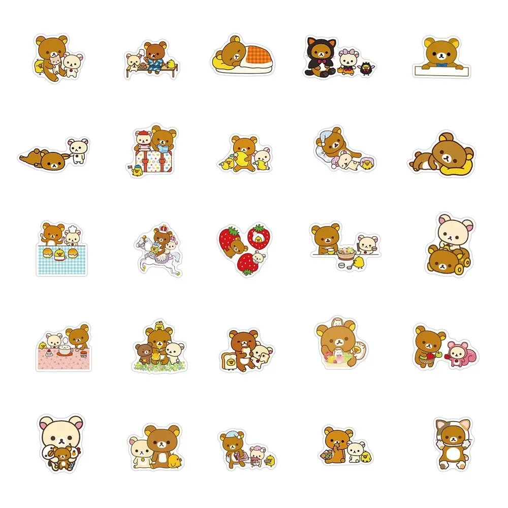 50 Pcs Kawaii Rilakkuma Stickers Luggage Skateboard Animal Sticker DIY Self-Adhesive Scrapbooking Stationery Sticker