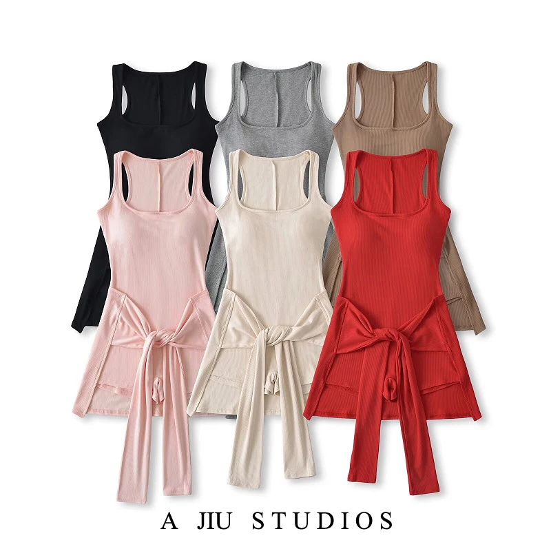 

Sexy Spicy Girl Waist Belted Fake Two-Piece Crop Top orts Women Summer Svel Vest One-Piece High Waist orts Street S...