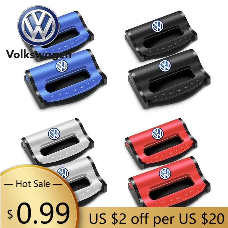 

For VOLKSWAGEN VW New 2PCS For Volkswagen Jetta Golf Polo Touran CC GTI Car Seatbelt Stopper Adjuster Clip Safety Seat Belt Buck