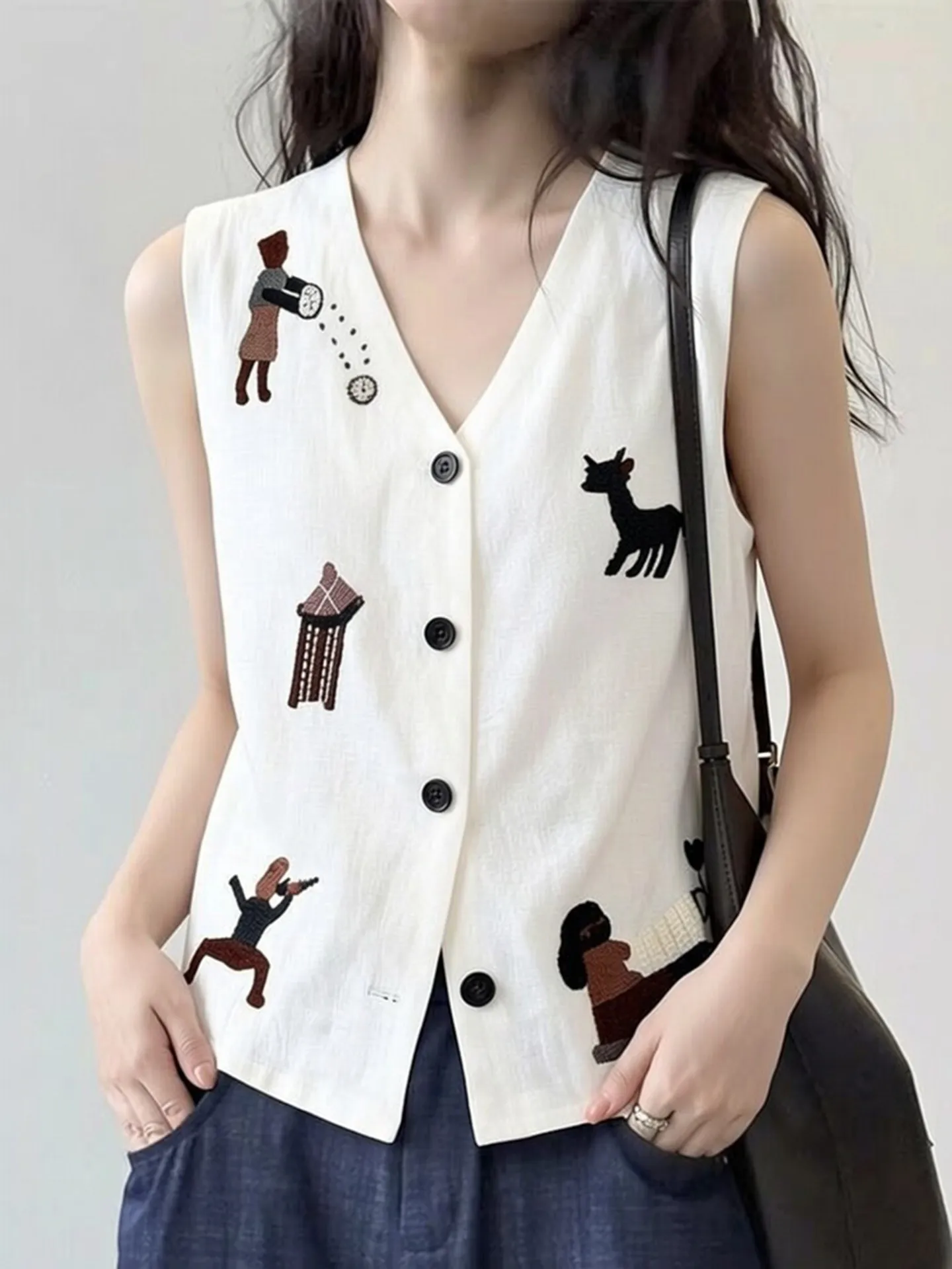 

Fashionable Versatile Vest High-End Spring 2026 Women's Clothing Trendy Commute Style Cashmere Material No Sleeve V-Neck Sing...