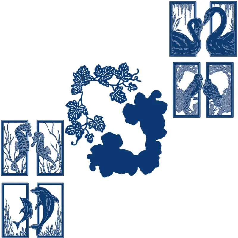 Whales and Seahorses Are Playing in the Sea Craft Metal Cutting Dies Mold Strips Sheet Scrapbook Paper Craft Knife Mold Blade