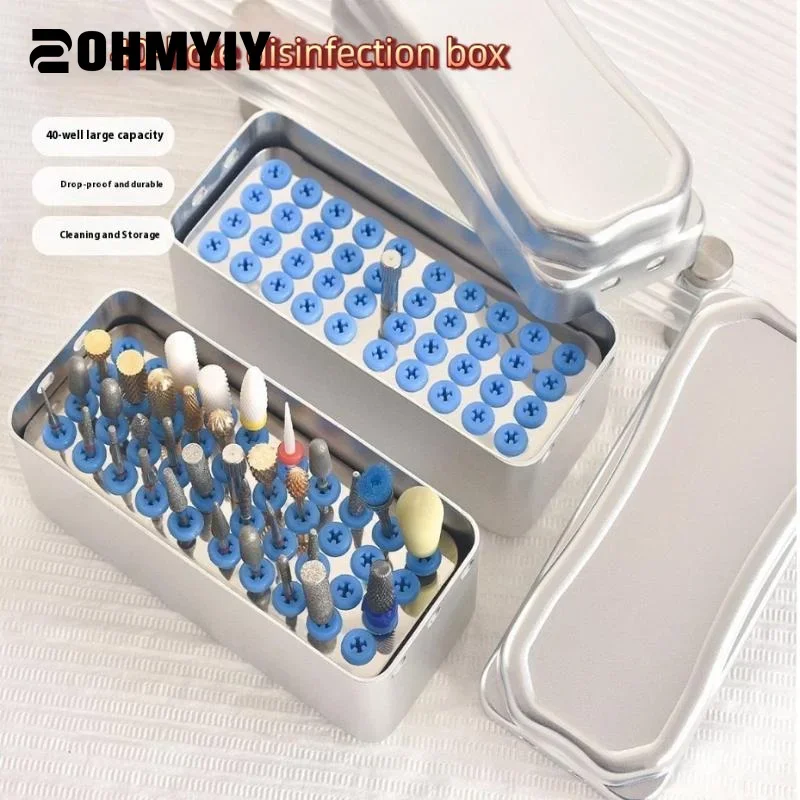 

Dental Instrument Burs Holder Bur Low High Speed Bur Holder Box Case Dentist Material Aluminum Tool 40 Holes Cleaning Stand