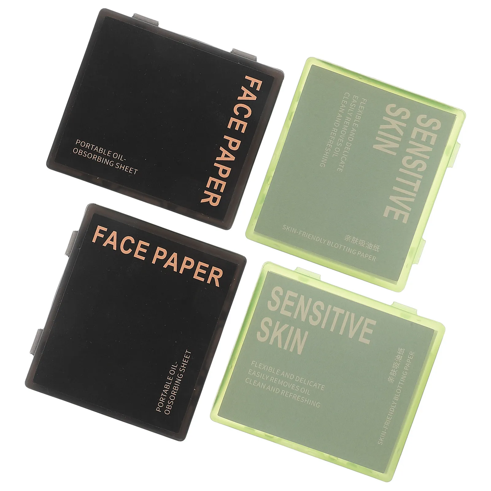 1Set Oil Absorbing Sheets for Face Portable Blotting Papers with Mirror Compact Puff Case Matte Finish Skincare Tool for Oily