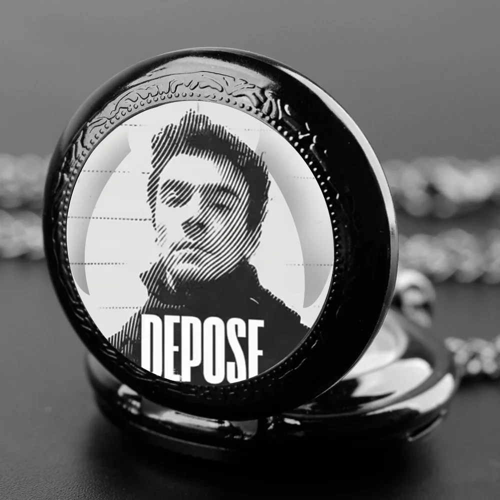 DENY DEPOSE زجاج قبة ساعة جيب المرأة قلادة قلادة ساعة الرجال قلادة كرونوغراف هدية للأصدقاء Relojes دي Bolsillo