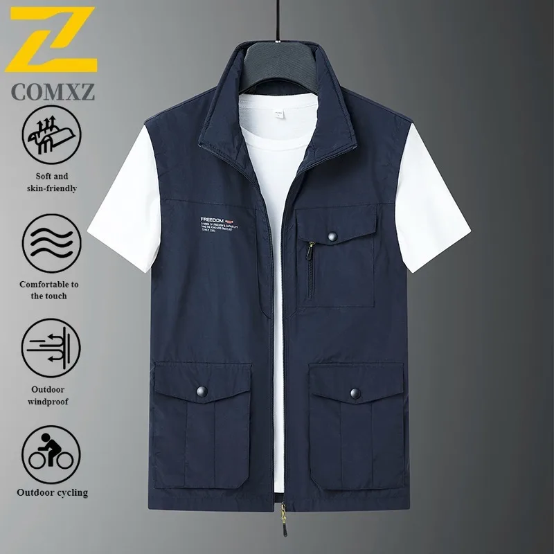 

Men Spring Summer Workwear Vest Multi-Pocket Outdoor Casual Fishing Tactical Sleeveless Jacket Breathable Lightweight Windproof