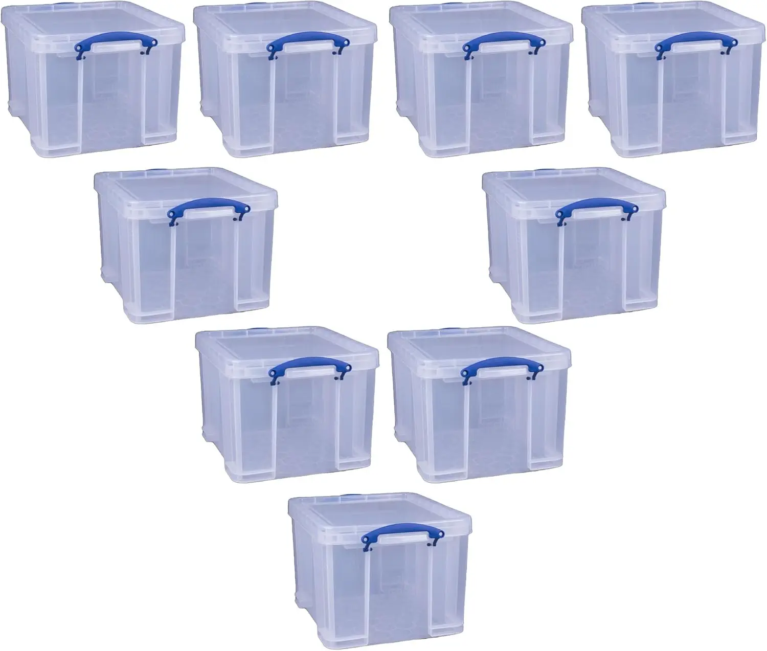 Container with Snap Lid and Clip Lock Handles for Lidded Home and Office Storage Organization, 9 Pack