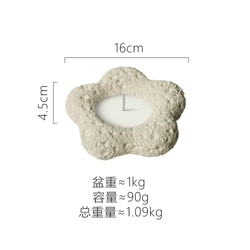 Flower-shaped Cement Candleholder Candle Holder Base Scented Candles Home Decoration Candlelit Dinner Props Stand