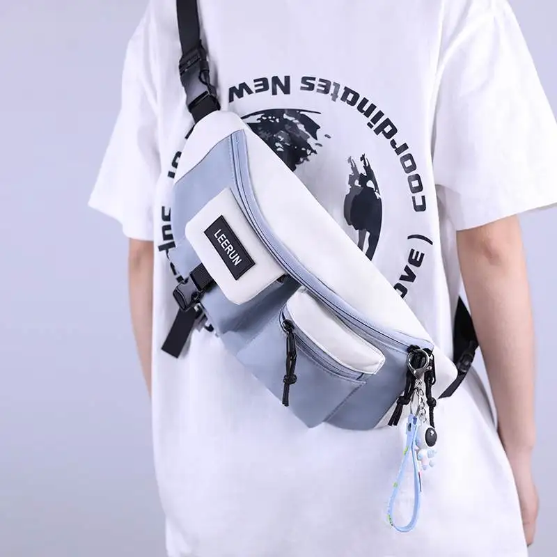 

Cool Men's Single oulder Crossbody Bag Casual Leisure Waist Bag Student Bag Street Sle Trendy Chest Bag Soft Nylon Fabric