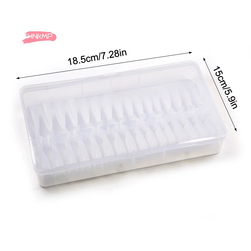 Clear Super D Arc Long Press on Nails Cubierta completa Puntas de gel Extensiones de cápsula para decoración de uñas para salón de uñas DIY