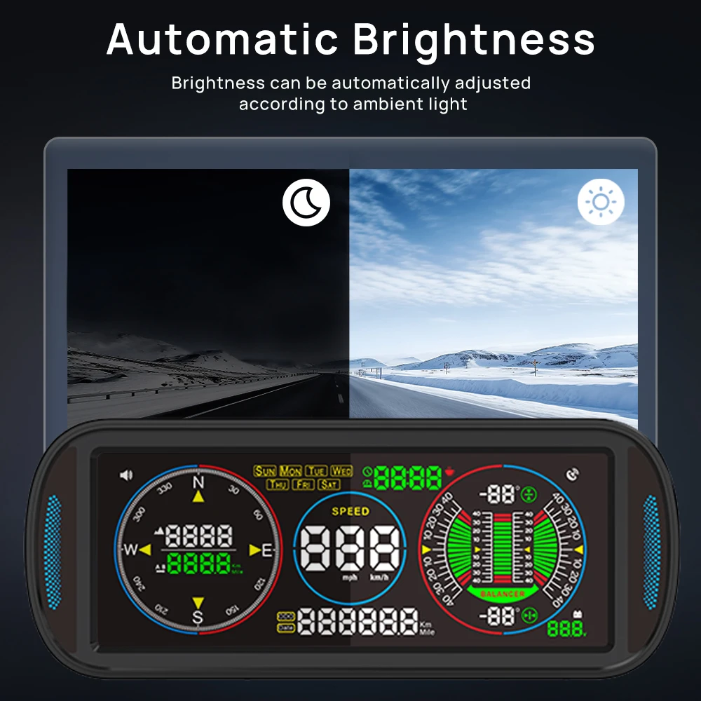 4x4 Off-Road Digital Inclinometer – LCD HUD Display with Speedometer, GPS Odometer & Tilt/Angle Meter 6