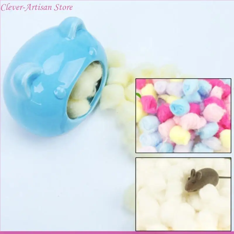 E06B Hamster Cozy Hamster Cotton Balls สีสันสดใสอุ่นบ้านสัตว์เลี้ยงขนาดเล็กทำรังนกที่ไม่เป็นอันตราย