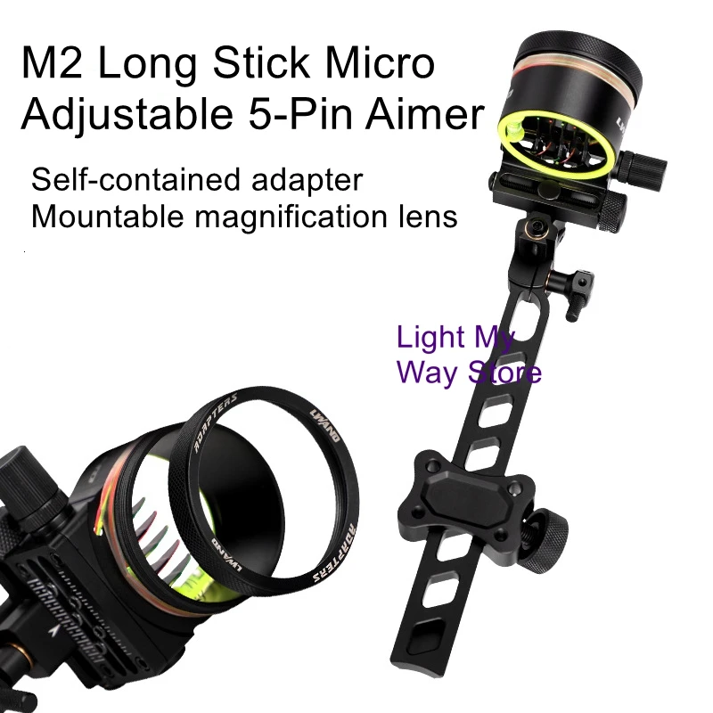

Bow & Arrow Accessories Metal Long Stick 5-Pin Aim with Adapter for M2 Micro Adjustable 5-Pin Aim