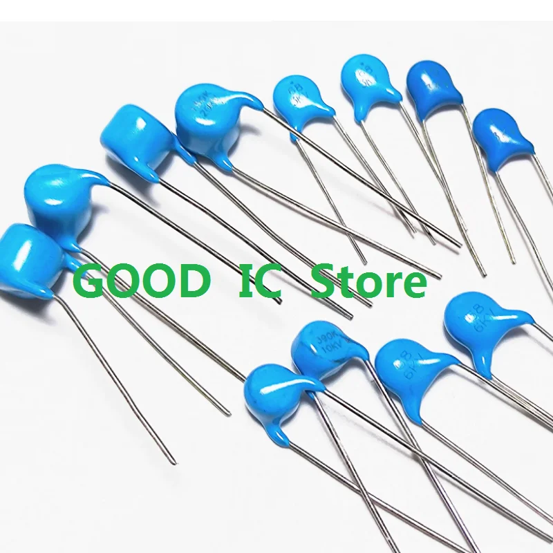 Blue ceramic 5P/10P15P/20P22/25/30/33P39/47PF/50PF/51P68P/6KV10KV20KV40KV high-frequency and high-voltage ceramic chip capacitor