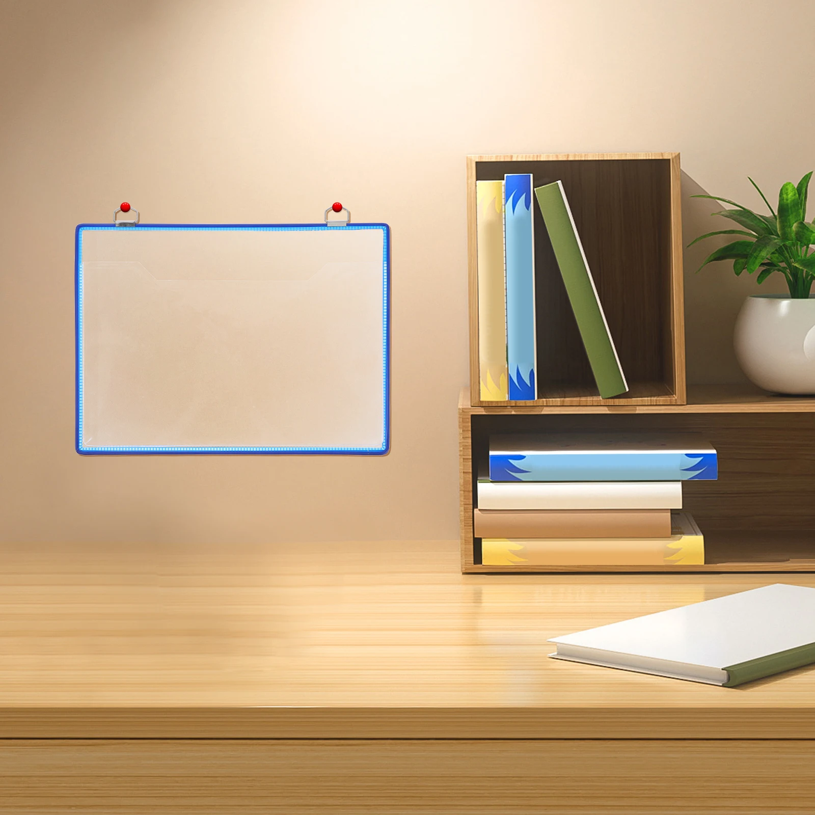 

Hanging File Storage Bag Thickened Plastic Document Organizer Wall-Mounted Transparent Pocket Large Capacity Office Home File