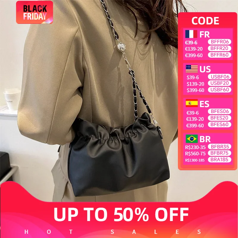 New Fashion Shoulder Bag Leisure Foreign Oblique Bag This Year Popular Simple Chain Bucket Bag Women