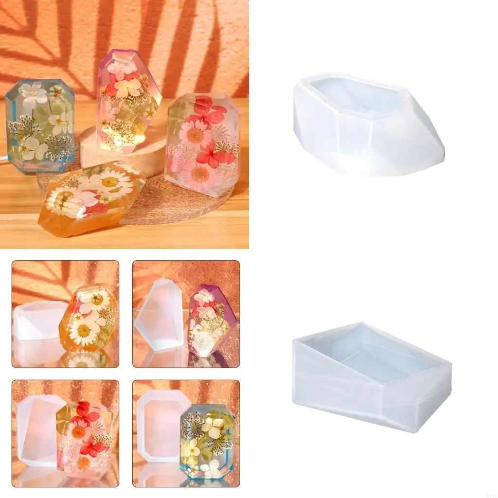 91AF Stone Resin Mold Multi-Faceted Crystal Silicone Mold Jewelry Mold for Epoxy Resin Soap