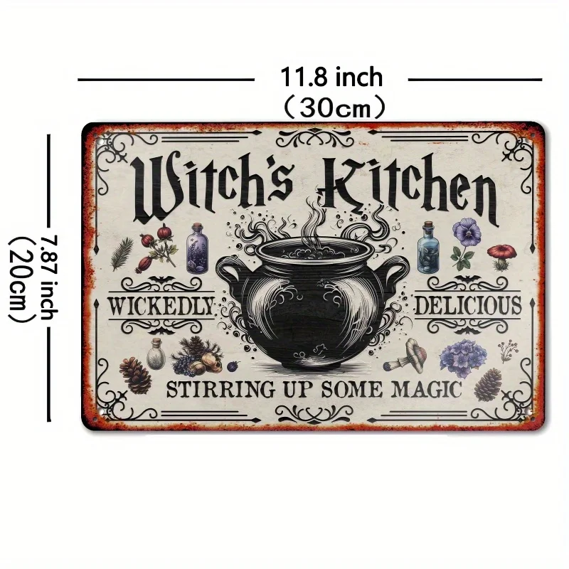 [Vintage Witch Sign] Vintage Witch's Kitchen Metal Tin Sign Wall Hanging Iron Wall Art for Home Decor, Witchcraft Theme Decor view 2