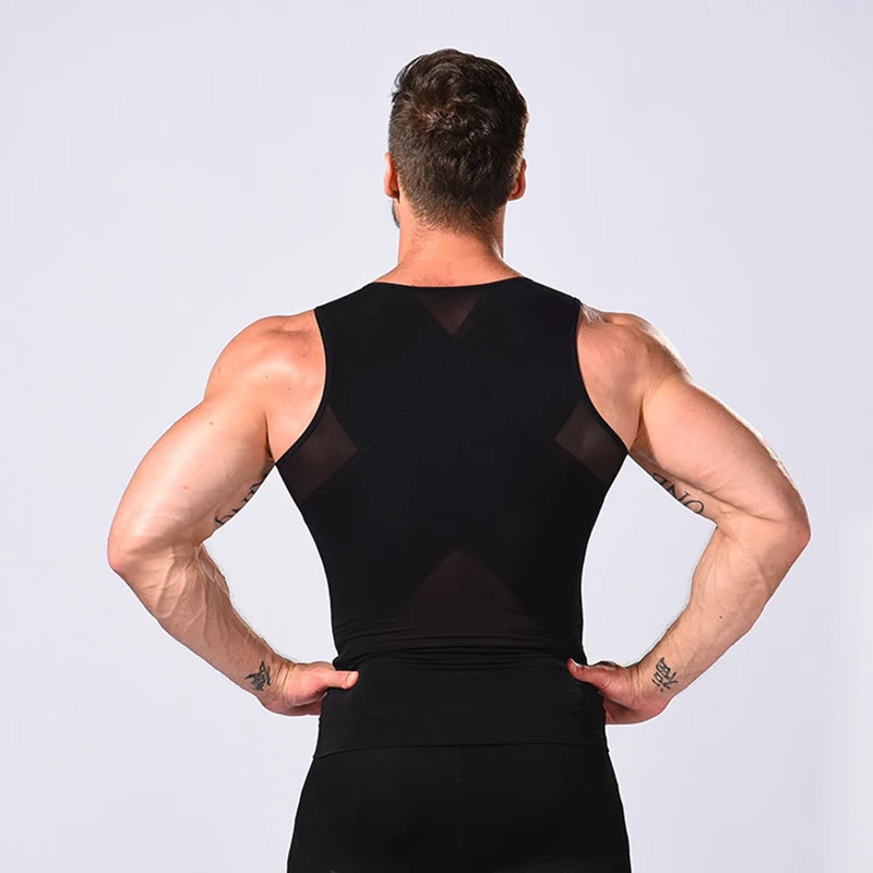 Gilet de poitrine amincissant pour hommes, correcteur de Posture, sans manches, contrôle du haut, ventre plat