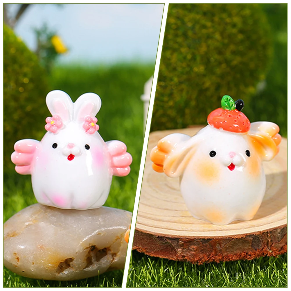 

6pcs Cartoon Bunny Statue Resin Rabbit Garden Outdoor Decor Desktop Craft Micro Landscaping Decoration Yard Bunny Sculpture