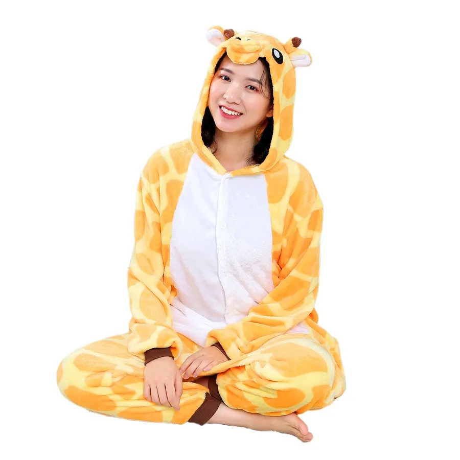 Adults Cartoon Onesies Kigurumi Unisex Anime Giraffe Cosplay Costumes For Halloween Christmas Party Women Men Animal Pajamas