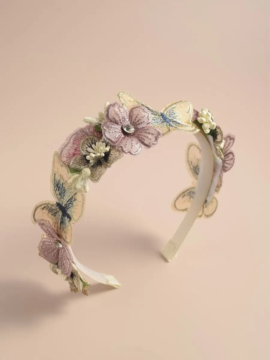 

Floral And Rhinestone Embellished Headband For Women Daily Wear