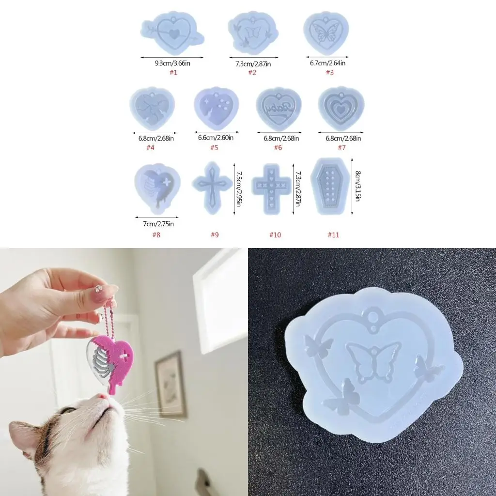 

11-styles Silicone Mold Suitable for Ornament Pendant Keychain Jewelry Making