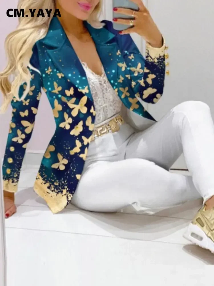 CM.YAYA Elegant INS Paisley Butterfly Blazer Suit and Pants Two 2 Piece Set  Women 2022 Autumn Winter Street Outfit Tracksuit