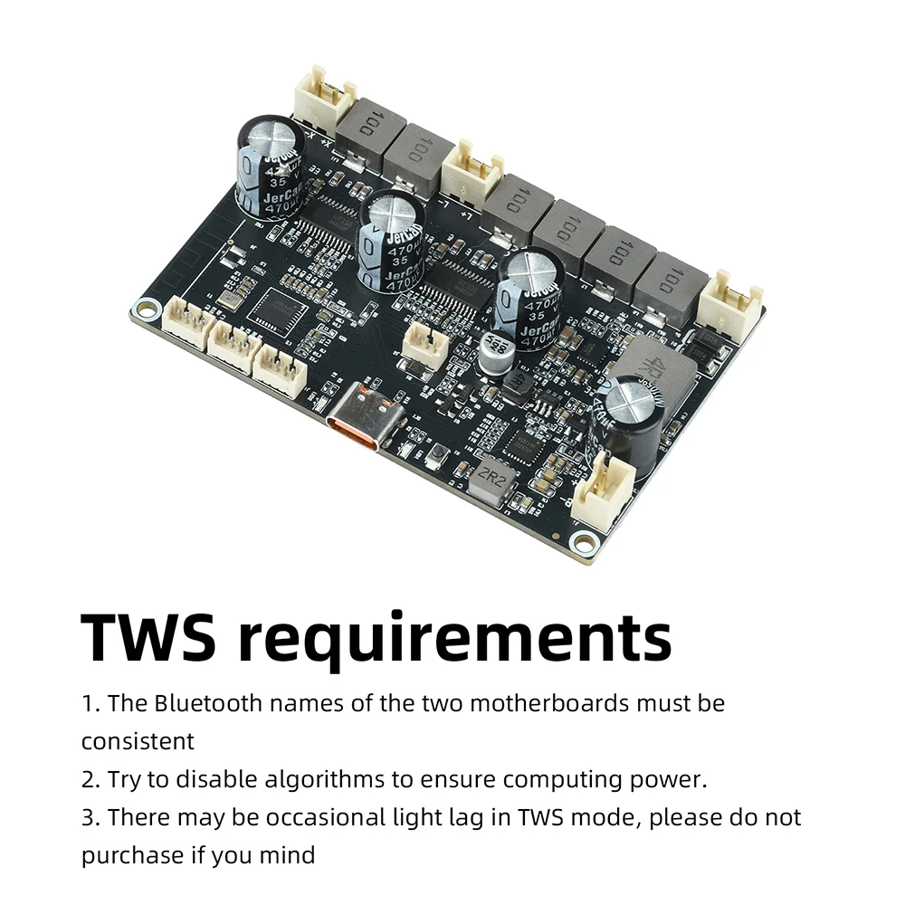 Bluetooth-Verstärkerplatine APP-Steuerbar 2.1-Kanal 2×22W+43W Bass Typ-C Ladeanschluss Audio-Verstärkerplatine für DIY-Lautsprecher – Detail 8