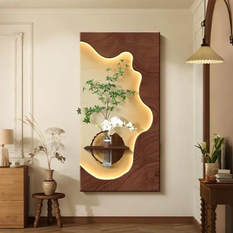 Medieval Style Entrance Decoration Painting Hydroponic Green Plants Home Hanging Painting Lighting Painting Corridor Mural Lamp