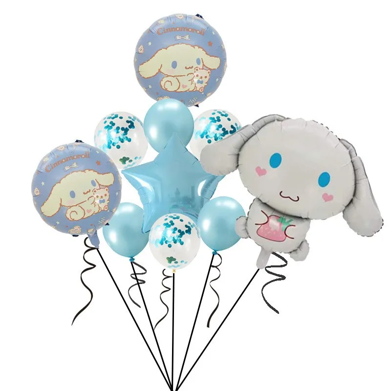 10pcs Whosale Sanrio Cinnamoroll Kuromi My Melody Pink Blue Foil Balloon Cartoon Anime Children's Birthday Party Decorative Toys