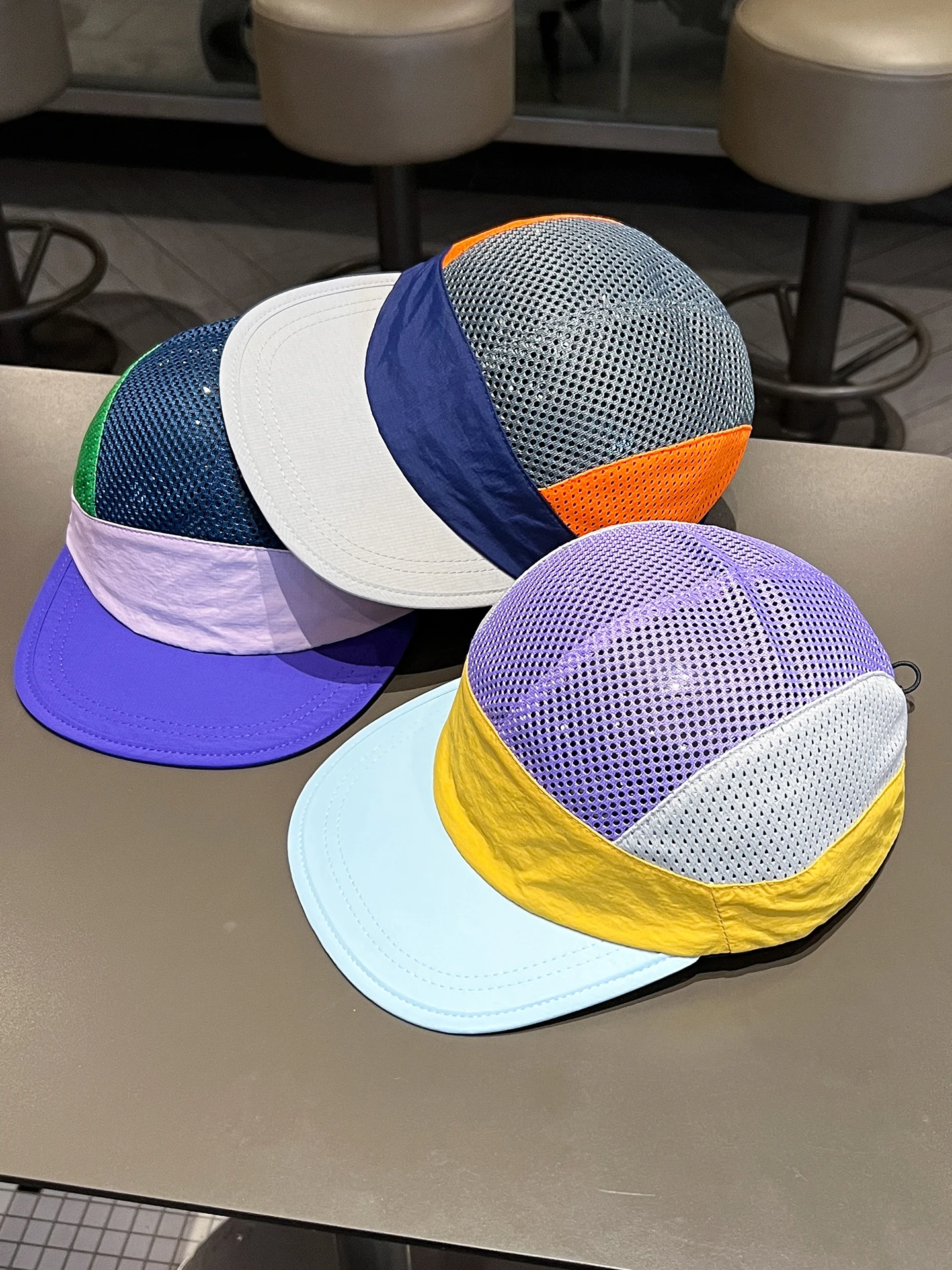 

Color matching baseball cap men's and women's quick-drying mesh breathable flat-brimmed hat outdoor sunshade cap