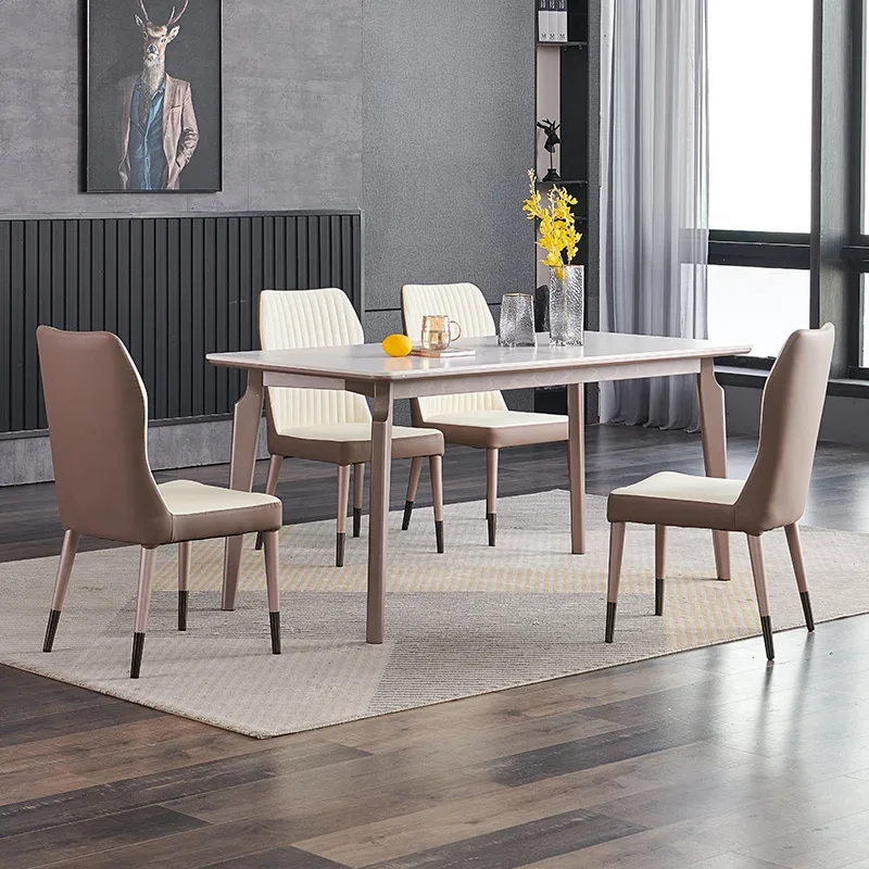 Italian Deli Fengyan table and chair combination light extravagant modern simple solid wood rectangular household dining table