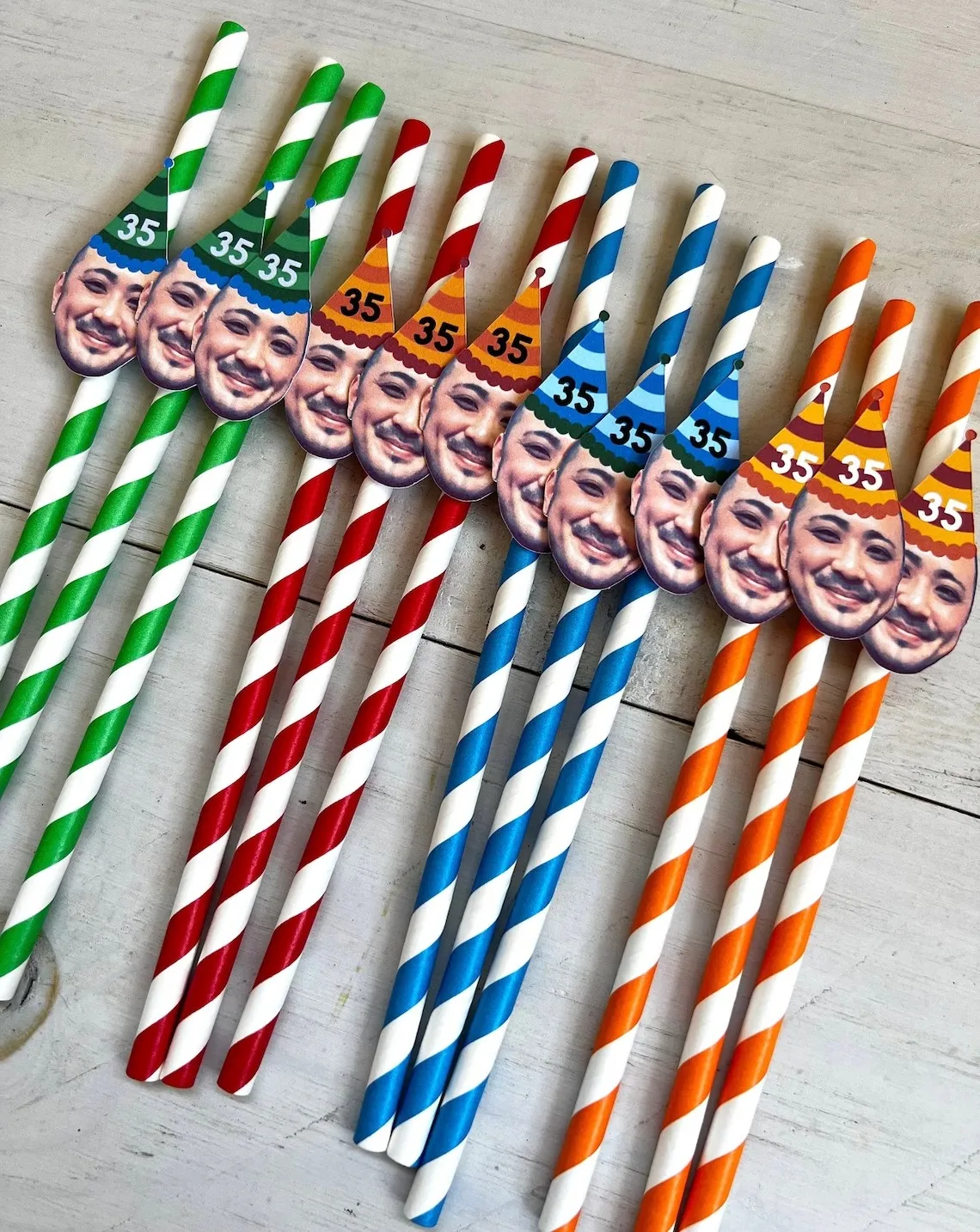 12pcs Custom Face Party Straws, Birthday Straws, Bachelorette Straws, 50th Birthday Straws, Personalized Face Party Decor