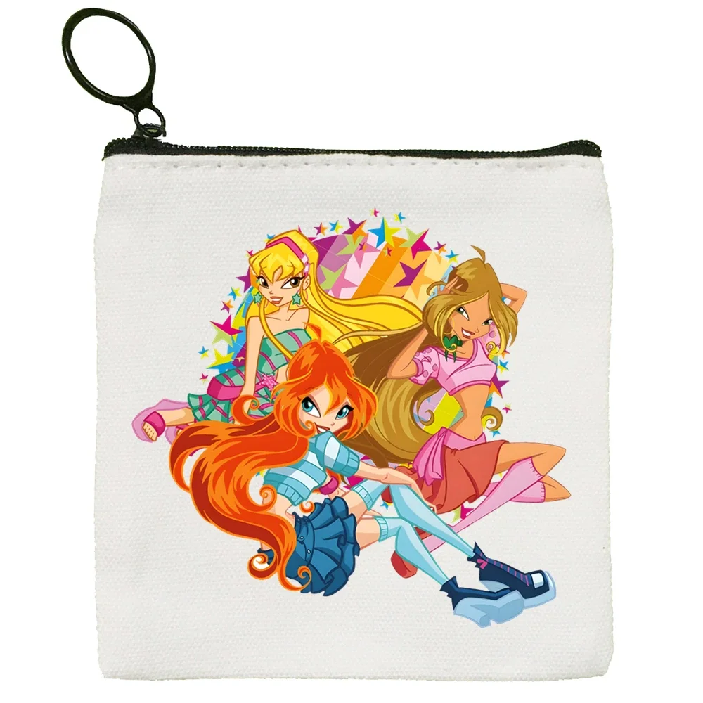 Winx Butterfly Fairy Canvas Coin Purse Custom Illustration Key Case Simple Small Cloth Bag New Creative Coin Purse