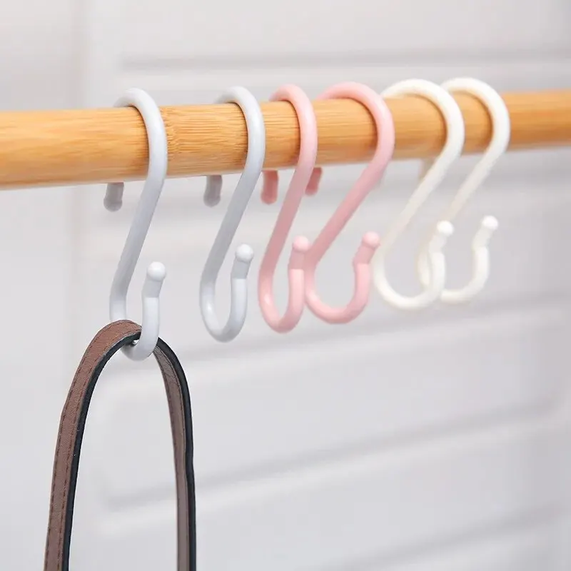 8pcs Multi-functional S-shaped Hooks without Punching, Bathroom Hooks, Plastic S-shaped Hooks, Double Ended Hooks