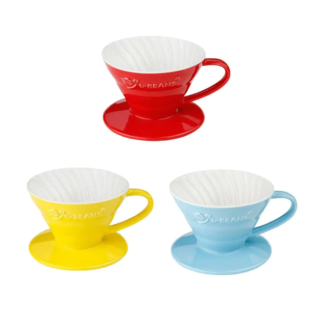 Ceramic Pour Over Espresso Coffee Dripper Paper Filter Cup Cone 3 Colors