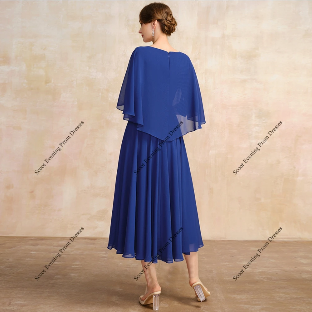 فساتين أم العروس باللون الأزرق الملكي مع دانتيل نصف كم فساتين حفلات الزفاف للنساء لصيف 2025 رداء De Soirée الجديد