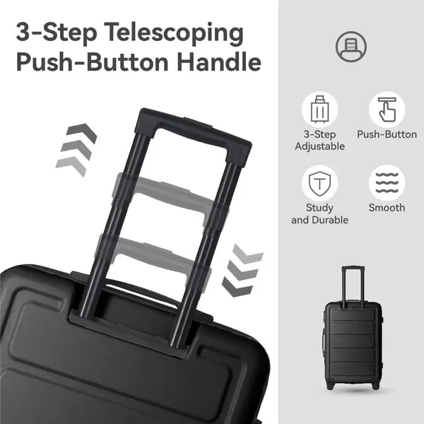 ABS 하드쉘 3종 여행가방 세트, 가볍고 튼튼한 캐리어 세트, 회전 바퀴가 달린 여행가방 20''24''28'' (블랙)