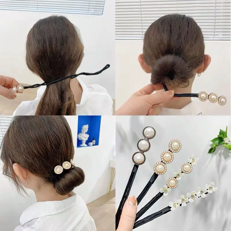 

Elegant and ladylike hair twister, flower ball hair ring, pearl lazy French internet celebrity girl hair clip and hair rope