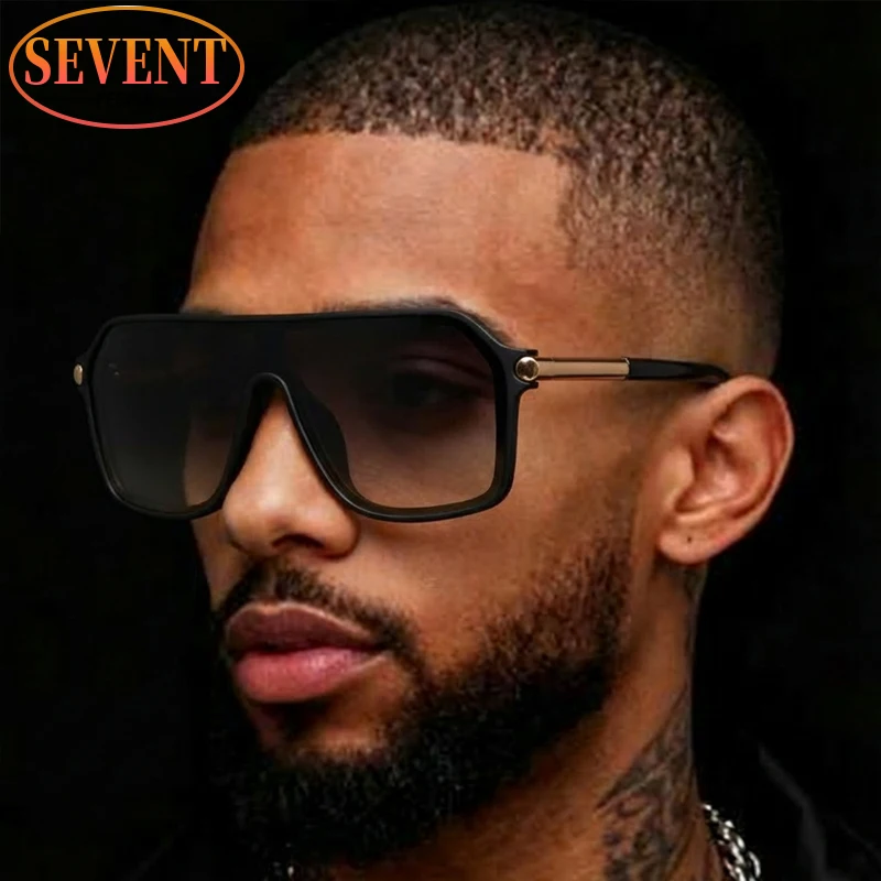 Vintage Oversized One-Piece Shield Sunglasses Men 2026 Luxury Brand Metal Frame Outdoor Sun Glasses For Male Trendy Shades