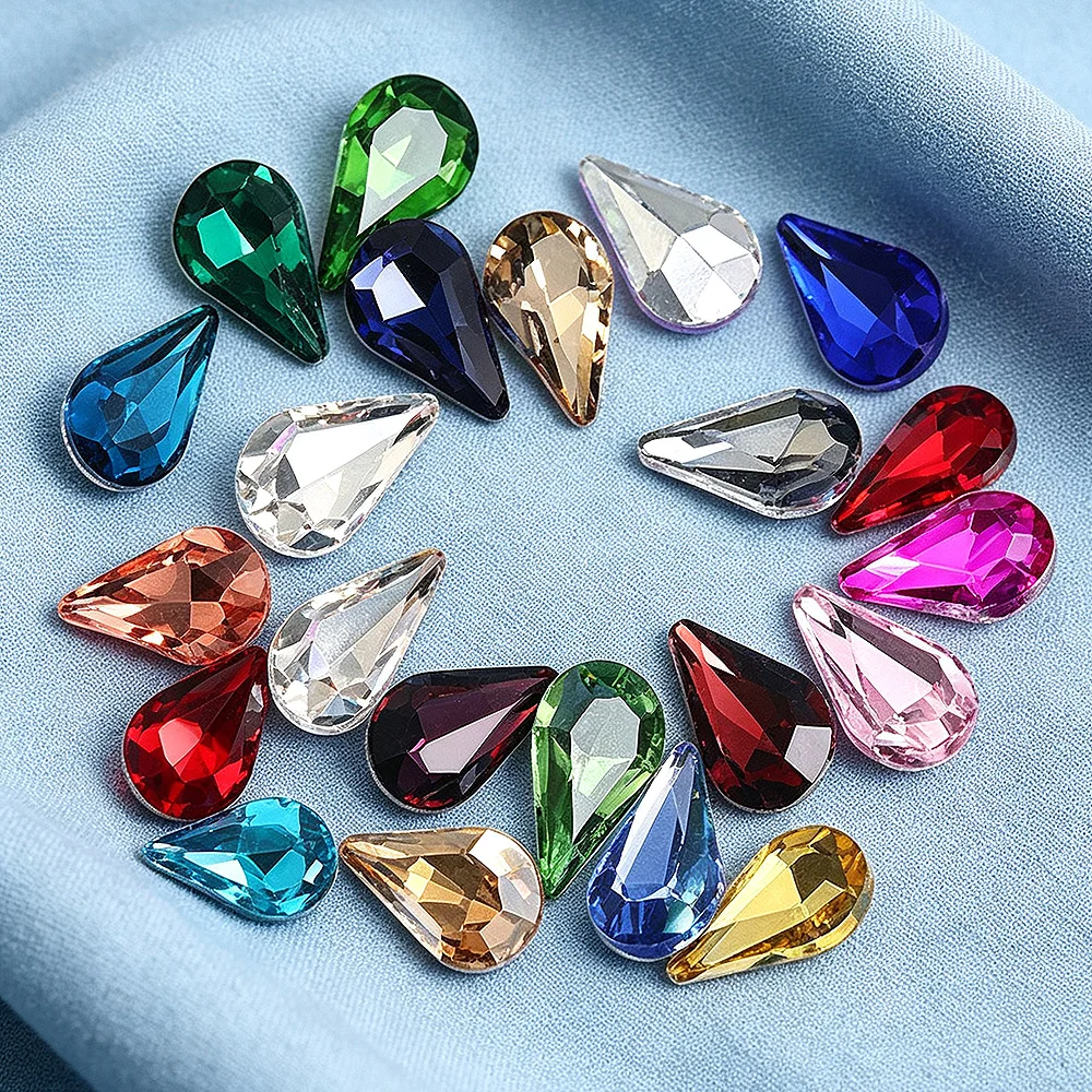 8x13mm Claw Sewing Rhinestones Stones Sew On Crystals Glass Beads Silver Base Stones Stass Trim Sewing Accessories Craft Gems