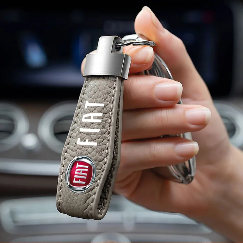 Chaveiro de carro de luxo couro genuíno chaveiro anel presente para fiat punto abarth 500 stilo ducato palio bravo doblo acessórios do carro