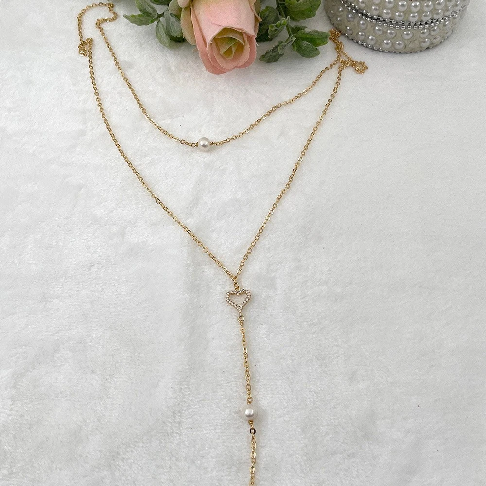 Hollow Heart Bridal Back Chain - Body Jewelry For Backless Dress ulasan dan harga
