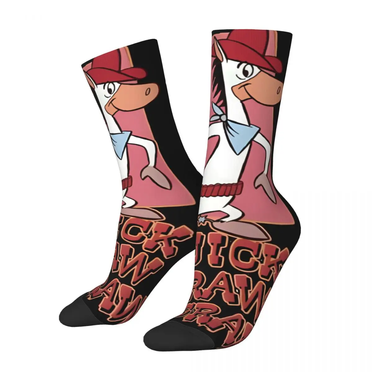 Funny Crazy compression Gun Sock for Men Hip Hop Harajuku Q-Quick Draw McGraw Show Happy Quality Pattern Printed Boys Crew Sock