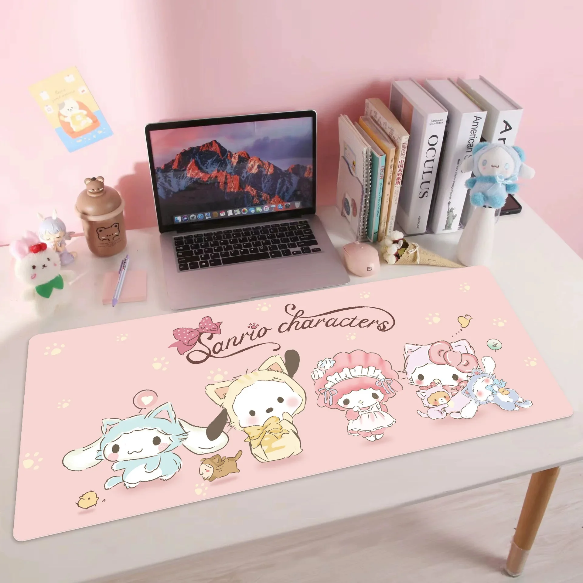 Sanrio Large Size Office Desk Mat Hello Kitty Melody Kuromi Cinnamoroll Non-slip Computer Mouse Pad Game Pads Pc Accessories