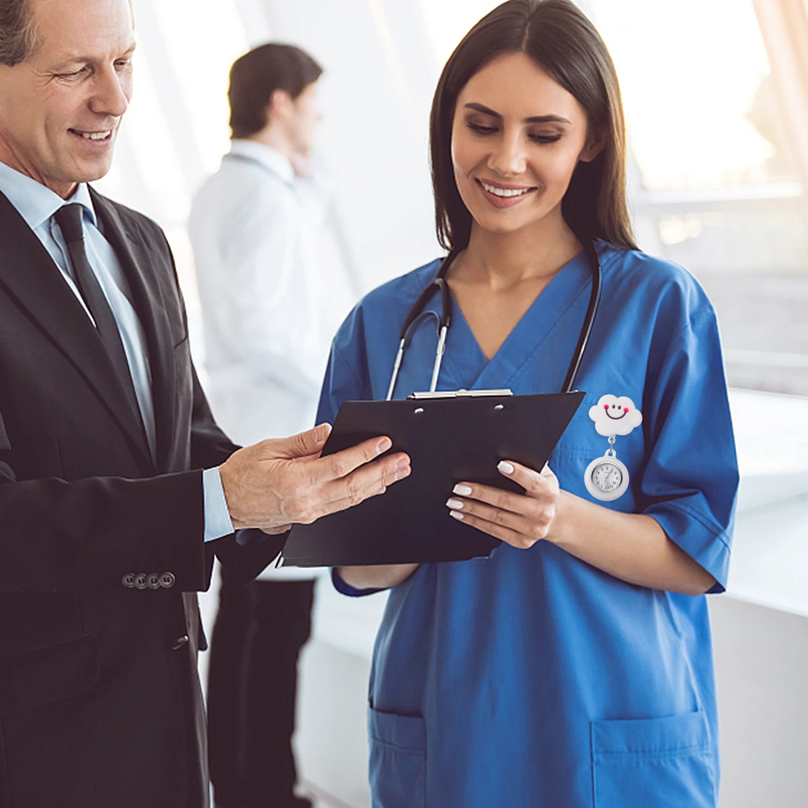 Orologio da infermiera Orologio retrattile in silicone con distintivo carino Clip per orologio Orologio da tasca da donna resistente all'usura Studente Esame Infermiere di moda